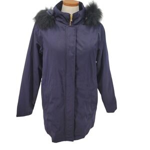 Isaac‎ Mizrahi Live Womens Small Coat Faux Fur Removeable Hood Warm Pockets Zip